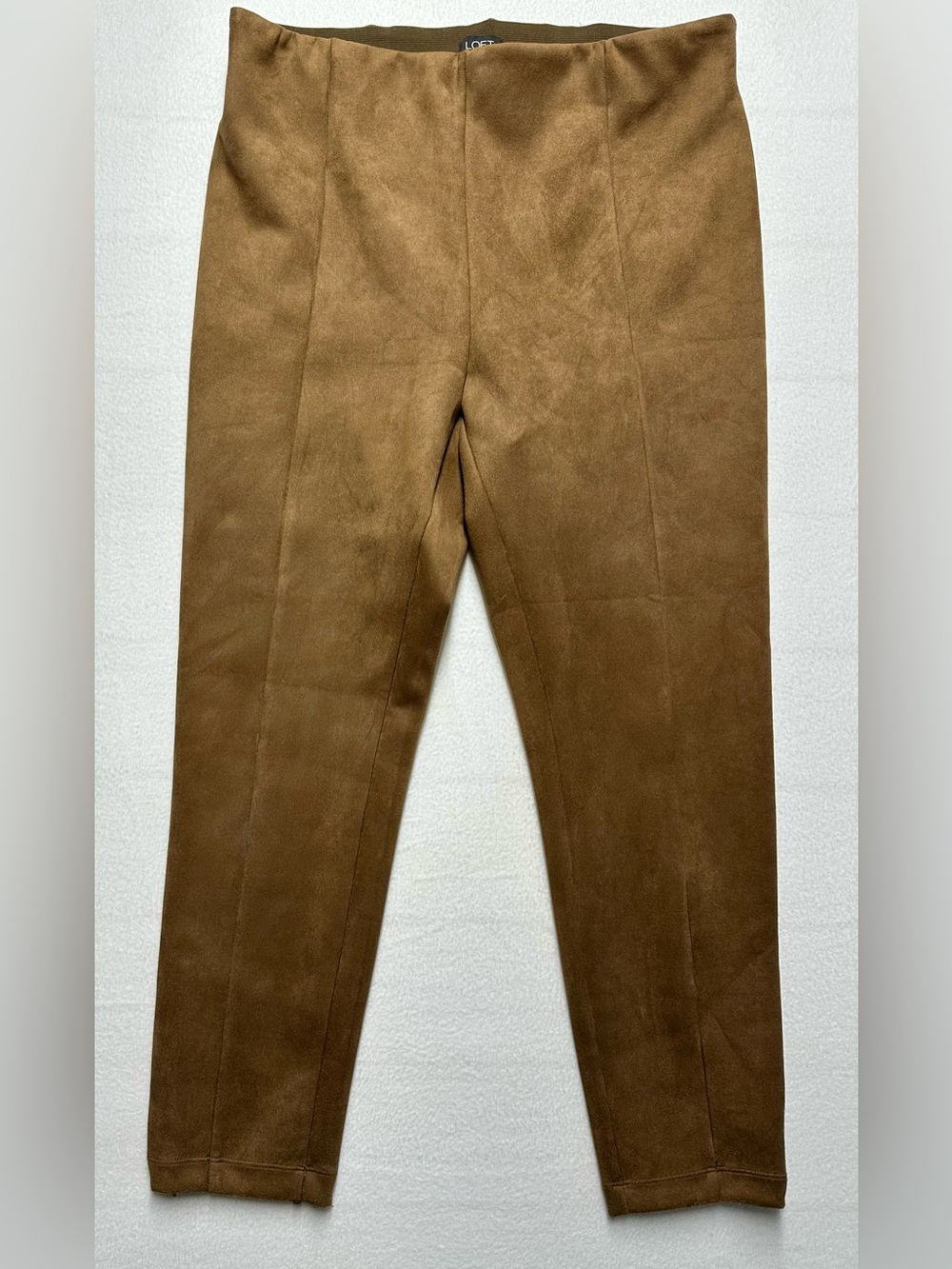 LOFT Large Soft Faux Suede Pull‑On Pants – Brown Neutral Chic Capsule Wardrobe